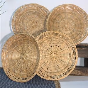 4 Wicker Plates Boho Wall Decor